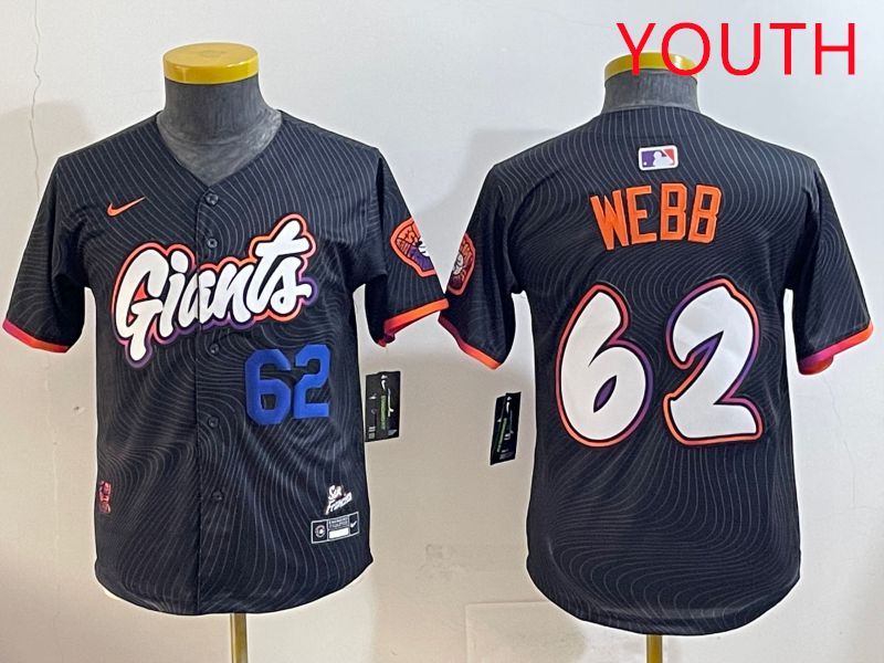 Youth San Francisco Giants #62 Webb Black Joint Name 2025 Nike MLB Jersey style 3